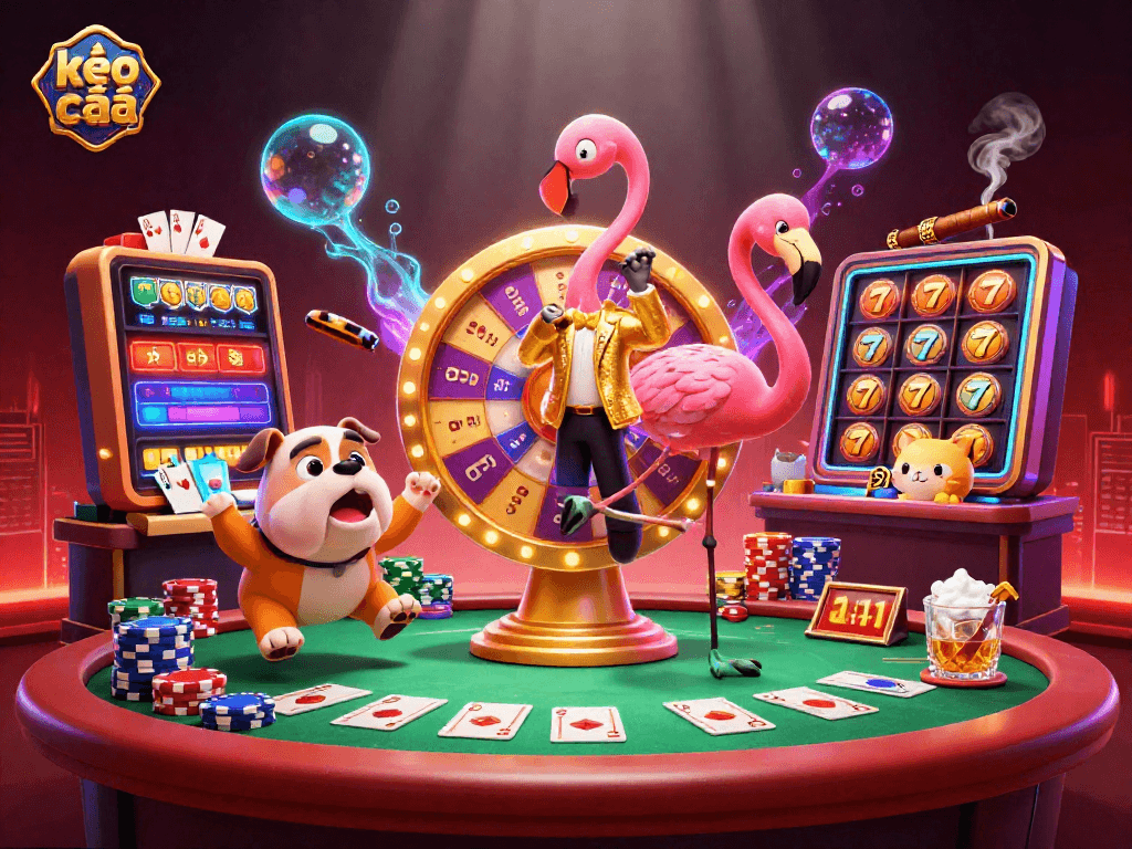 Spin to win with kèo nhà cái as animated characters celebrate casino excitement