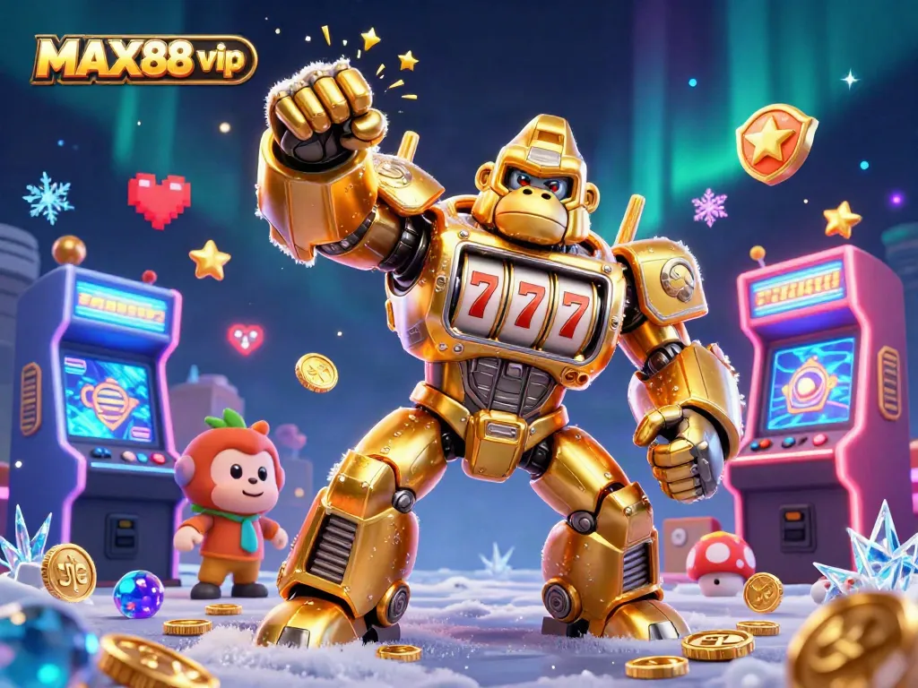 Engage with MAX88 vip for thrilling gaming experiences, featuring an energetic gorilla mech and dynamic game elements.