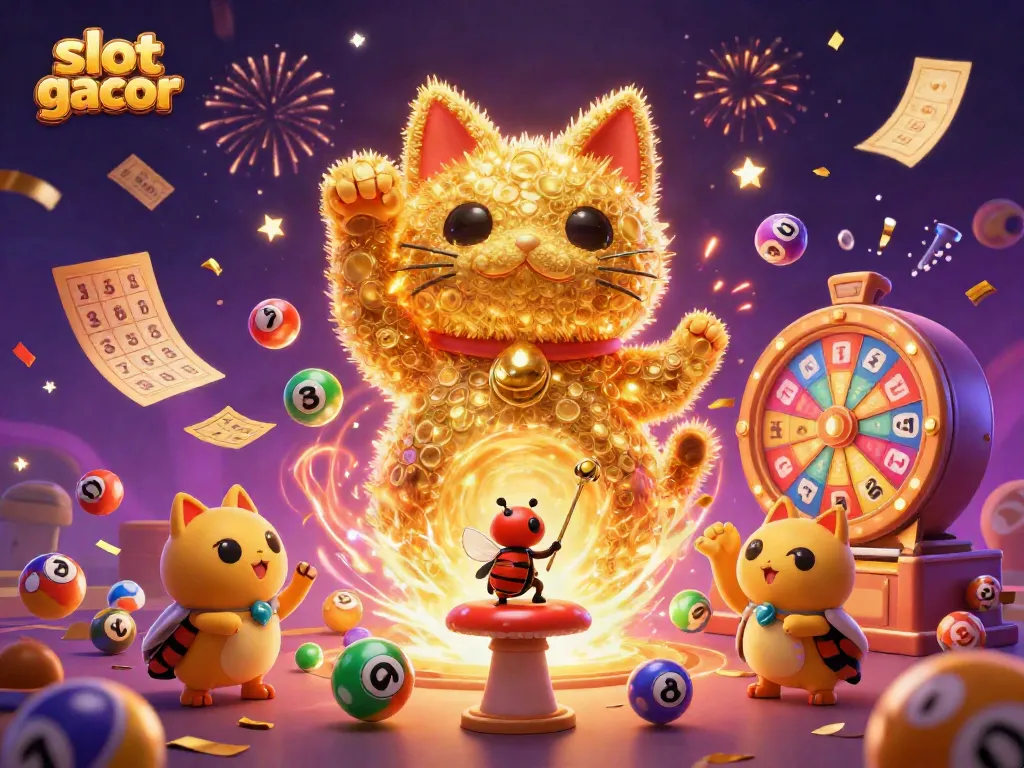 Experience the thrill of slot gacor with a vibrant 3D illustration featuring energetic casino elements.