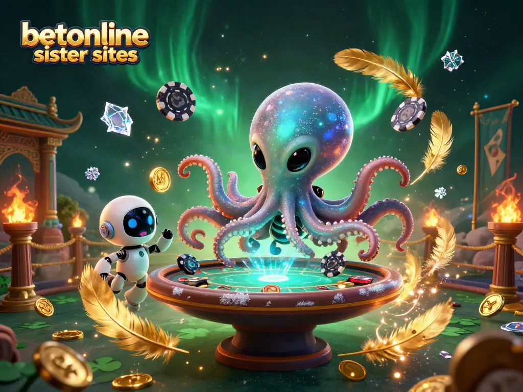 Engage with betonline sister sites to enjoy exciting poker experiences in this vibrant illustration.