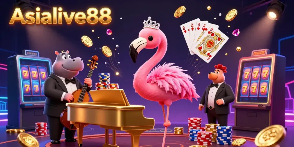 Experience the dynamic casino atmosphere with Asialive88 and captivating characters in vibrant 3D.