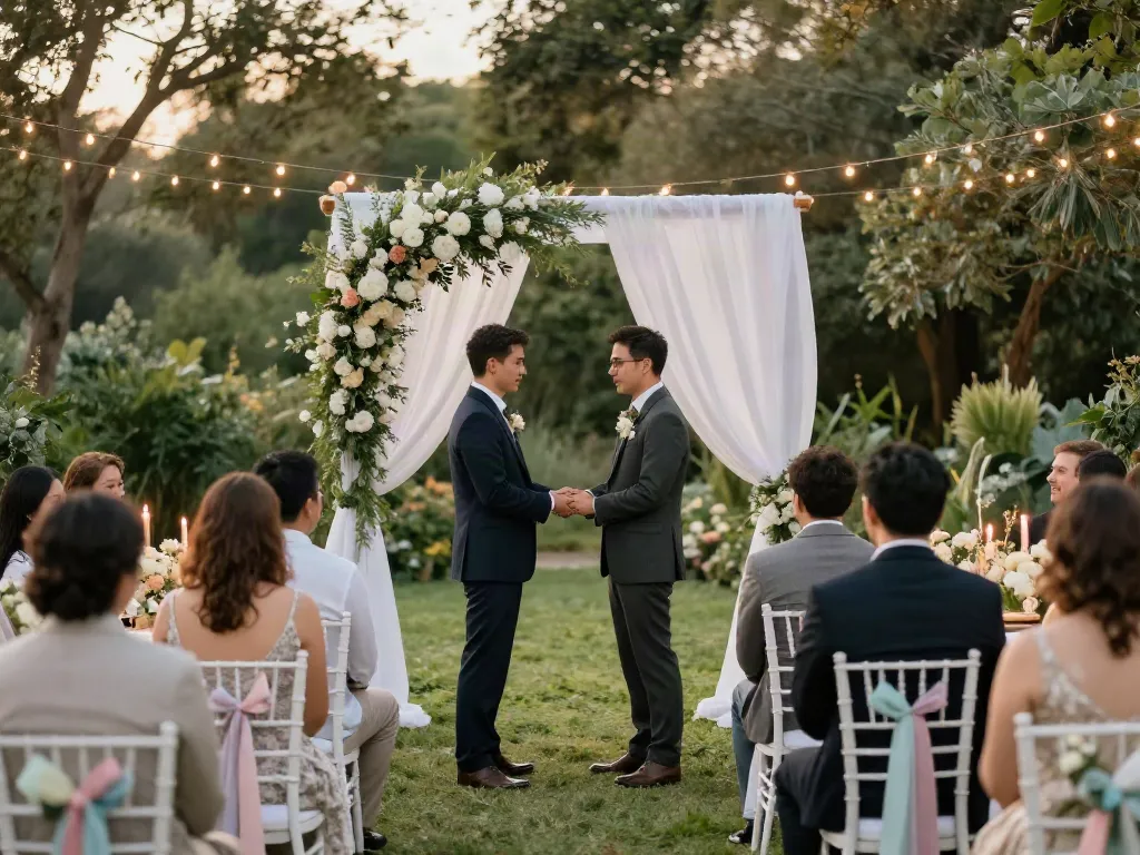 Event rentals for stunning outdoor weddings with decorated arch and beautiful setup.
