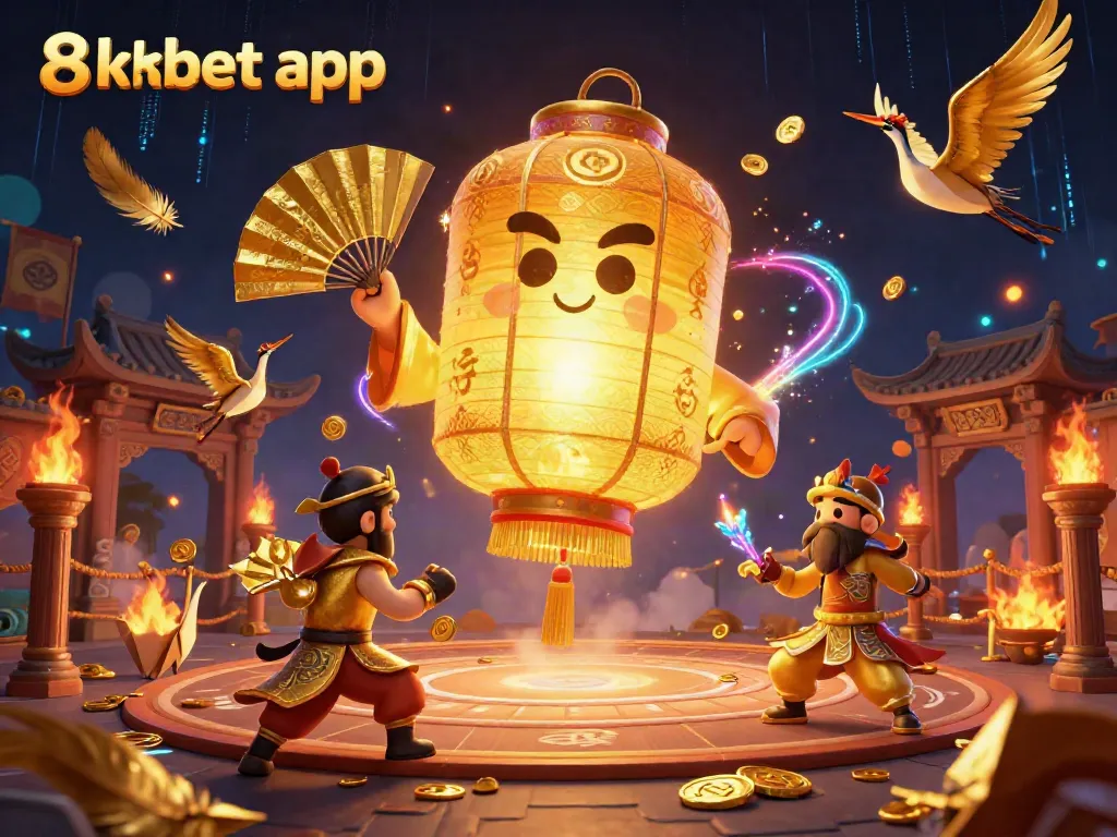 Engage with the 8xbet app in a dynamic casino setting featuring vibrant characters and gold details.