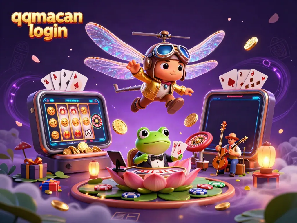 Engage in thrilling gameplay at qqmacan login with a vibrant casino scene featuring unique characters and games.