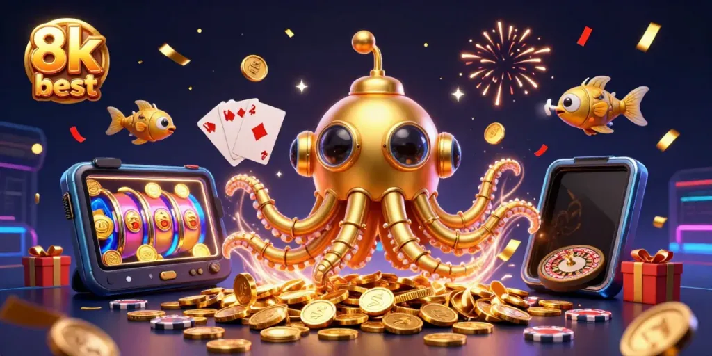 Engage with 8k best casino experiences illustrated in a vibrant, dynamic 3D scene