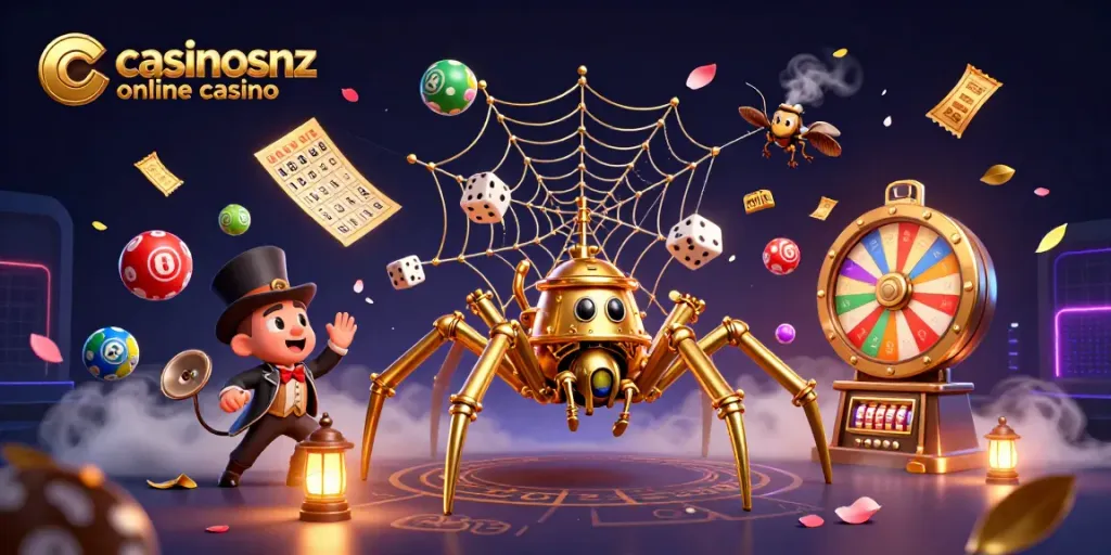 Experience the excitement of casinosnz online casino with a captivating 3D illustration of steampunk elements.