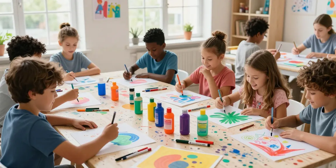 Children creating art with markers wholesale in a bright and lively studio.