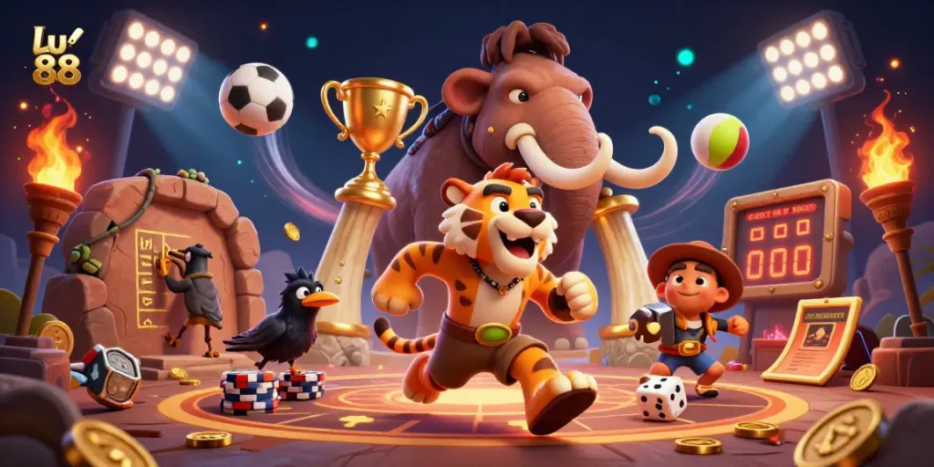 Engage in thrilling games at lu 88's vibrant prehistoric casino featuring dynamic sports elements.