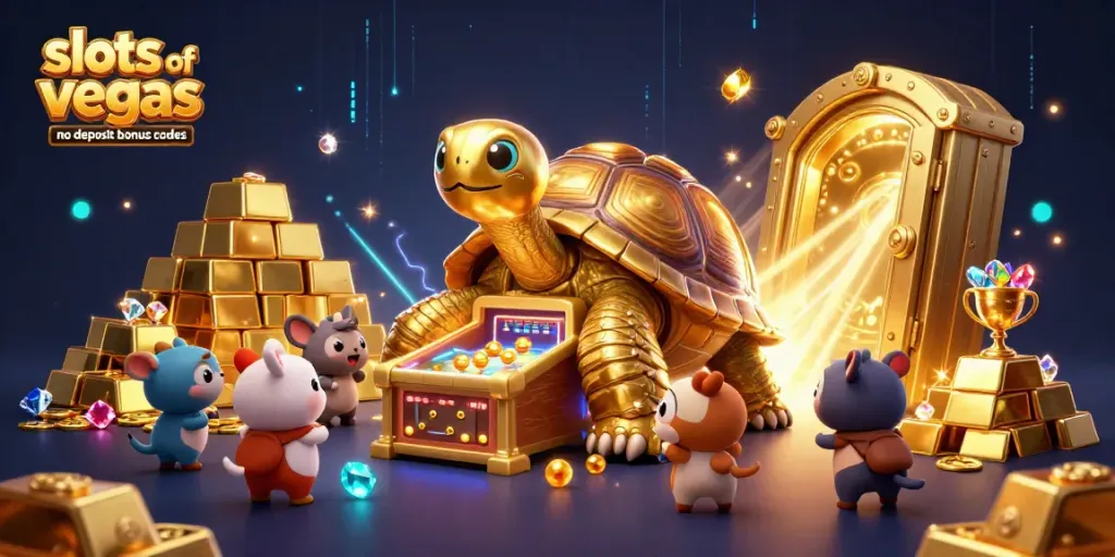 Win with slots of vegas no deposit bonus codes in an exciting casino scene filled with treasures and gaming fun.