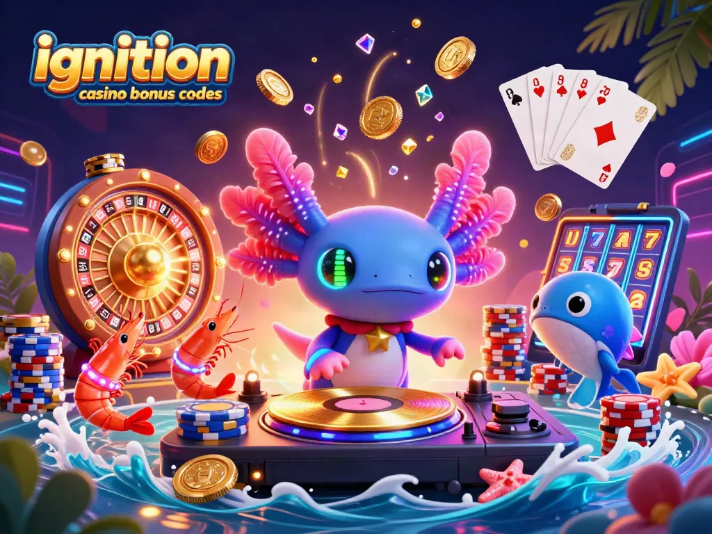 Experience winning excitement with Ignition Casino bonus codes and neon underwater celebratory elements