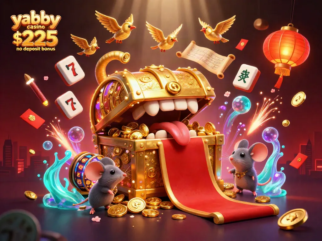 Experience the thrill of winning with yabby casino $225 no deposit bonus, featuring a vibrant 3D illustration scene.