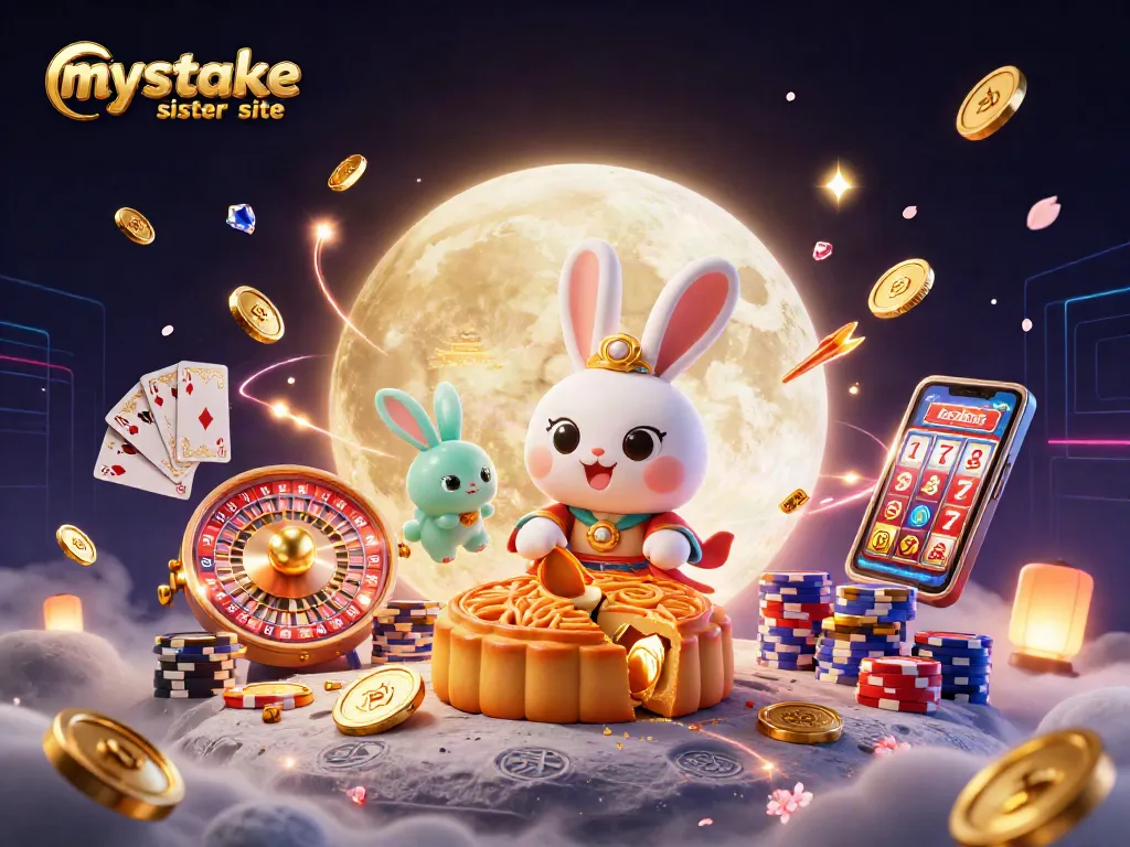 Experience the thrill of winning at mystake sister site with vibrant gambling elements and characters.