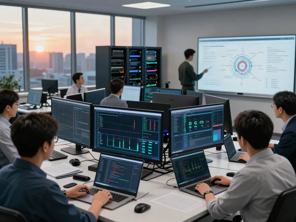Engineers collaborating on AI infrastructure utilities for the AI Token Economy.