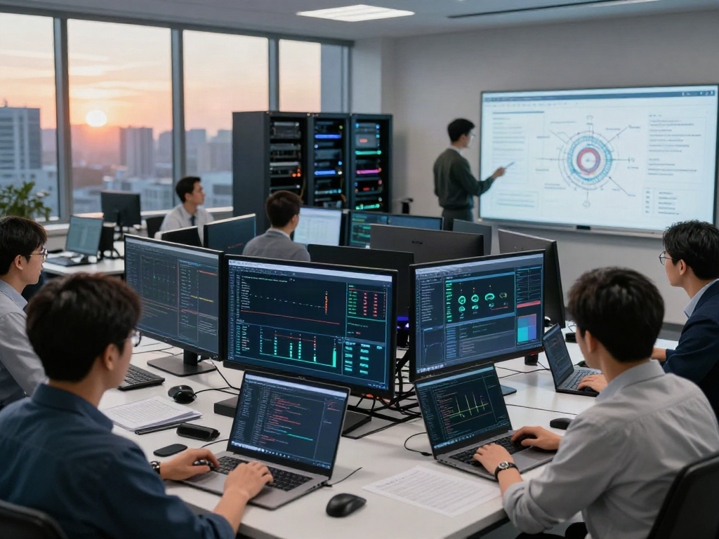 Engineers collaborating on AI infrastructure utilities for the AI Token Economy.