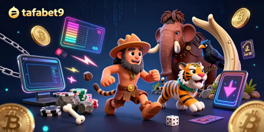 Engage with fafabet9 at a prehistoric casino with exciting 3D characters and crypto-themed elements