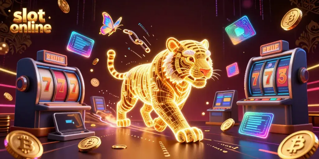 Engage in thrilling slot online experiences featuring vibrant golden tiger and dynamic casino elements.