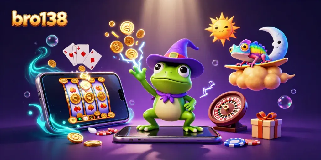 Engage with bro138 for thrilling slot action featuring vibrant characters and golden coins.