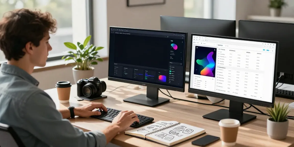 AI tools for X posts showcased in a modern office with analytics screens and a collaborative workspace.