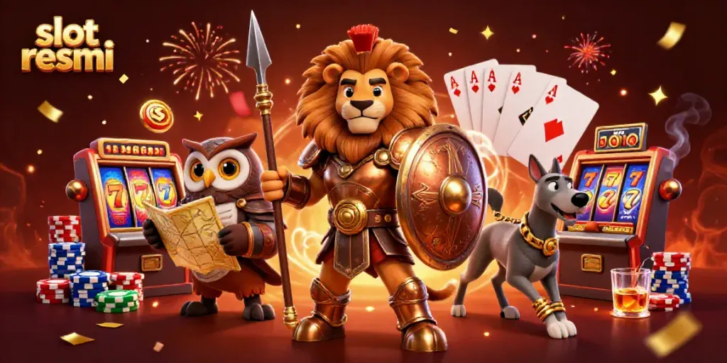 Spin and win with slot resmi featuring vibrant characters and dynamic casino elements.