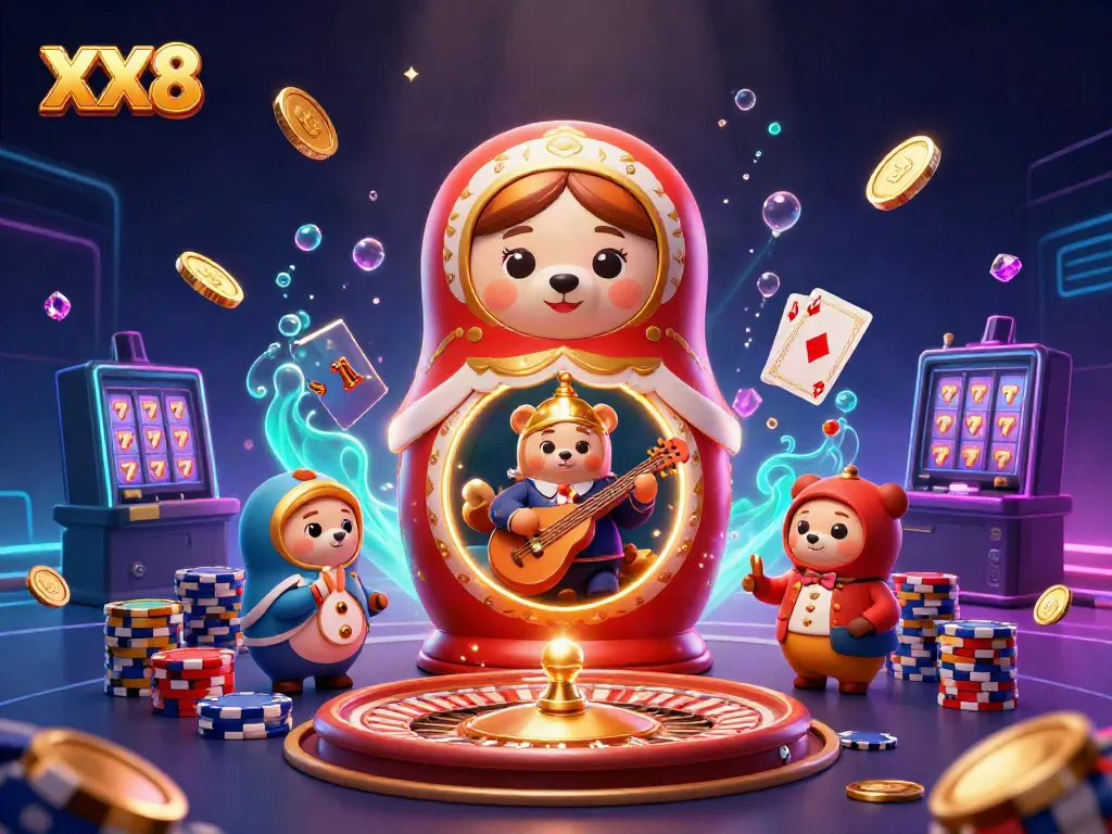 Experience the excitement of XX8 with 3D characters celebrating around spinning roulette and flying coins