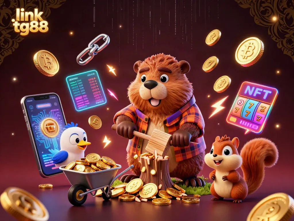 Experience winning moments with link tg88 amid cartoon characters collecting gold coins in a vibrant casino scene.
