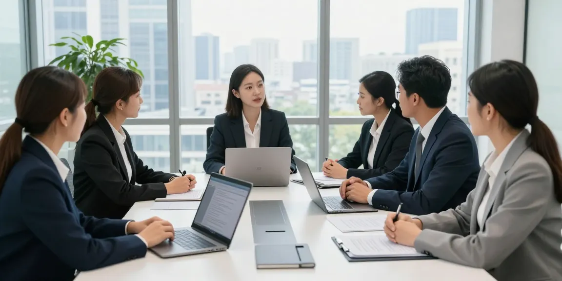 Ontario lawyer Karen McCleave discussing legal strategies with her team in a modern office.