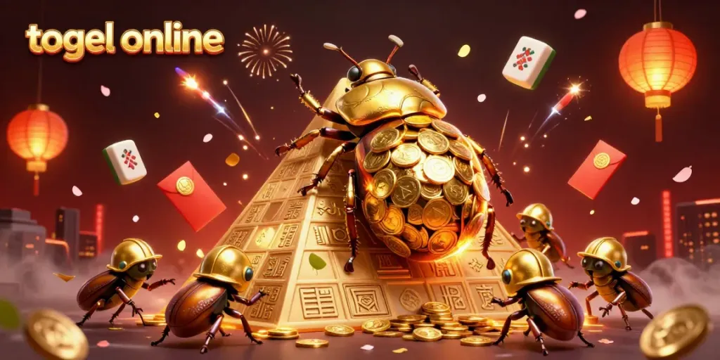 Experience thrilling togel online excitement with dynamic golden beetles and casino symbols.