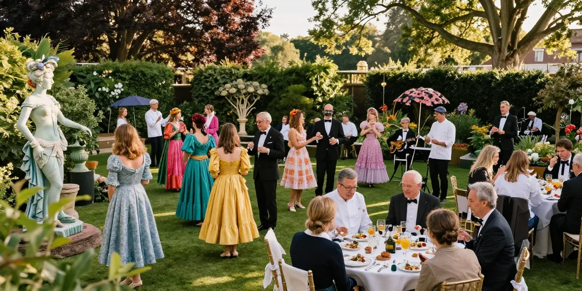 Bruce Bailey Toronto's garden party captures vibrant costumes and gourmet dining.
