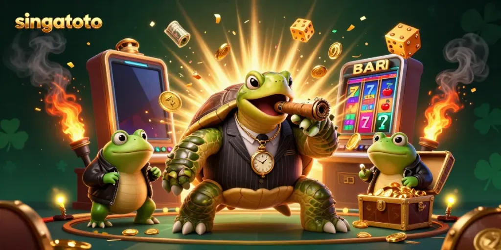 Experience the thrilling world of singatoto with a vibrant casino-themed illustration featuring enchanting characters and elements.